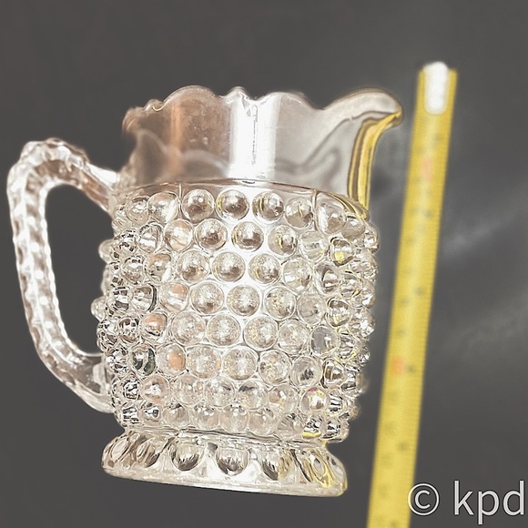 Clear Hobnail Pressed Glass Pitcher & Thumbprint Base Doyle & Co circa1880s - Picture 4 of 4